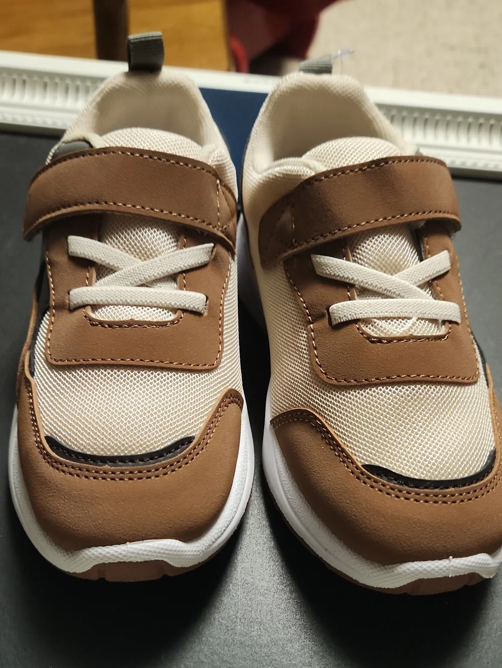 Munckins Kids Brown & Cream Velcro Sneakers